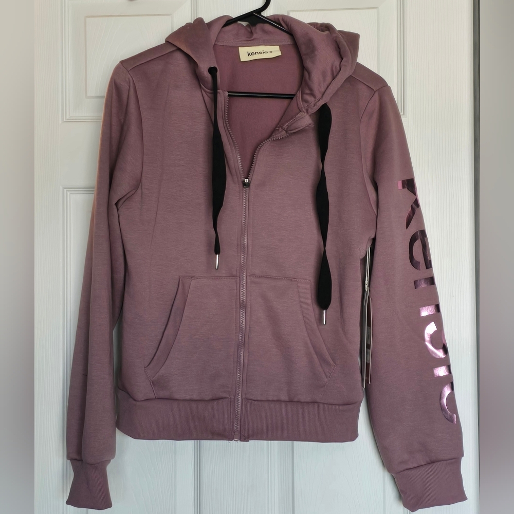 Kensie Purple Hoodie with Logo Sleeve